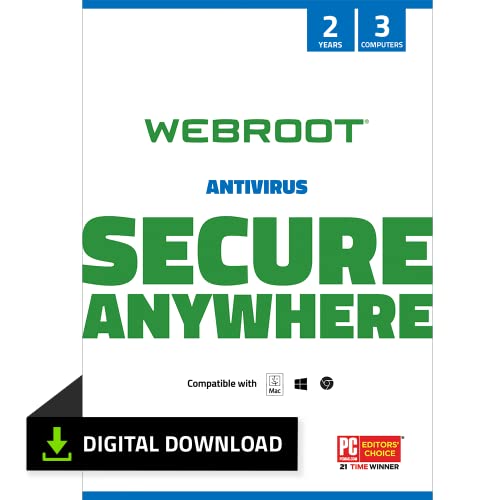 Webroot Antivirus Software 2023 | 3 Device | 2 Year Download for PC/Mac