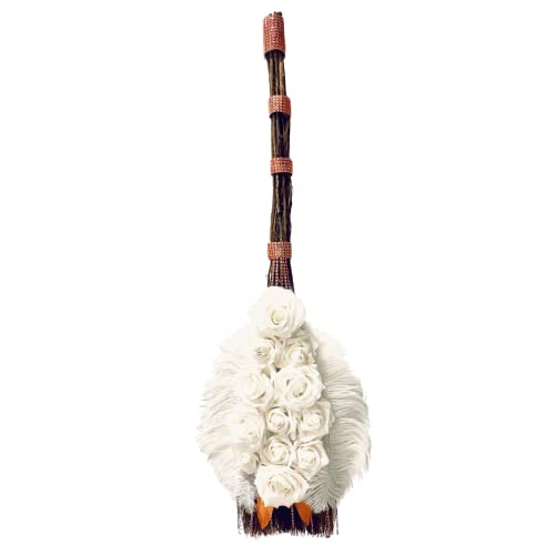 Wedding Broom - Decorated Broom (White, Rose Gold Gems)