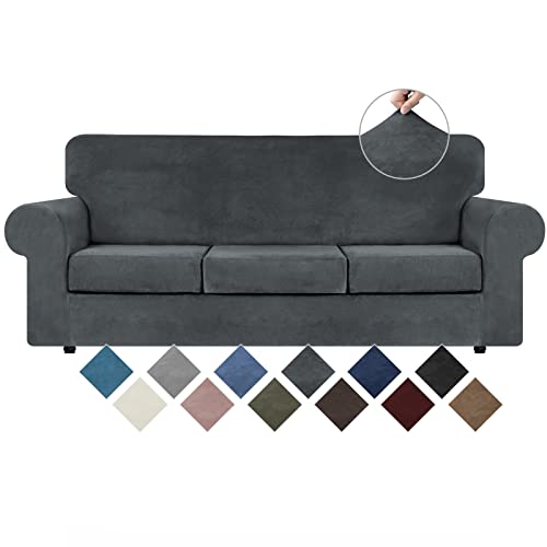 WEERRW Velvet Couch Covers for 3 Cushion Sofa