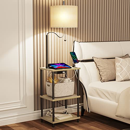WEITERS Floor Lamp with Table for Living Room End Table