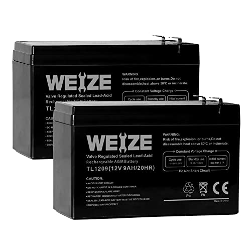 WEIZE 12V 9AH Rechargeable Battery - 2 Pack