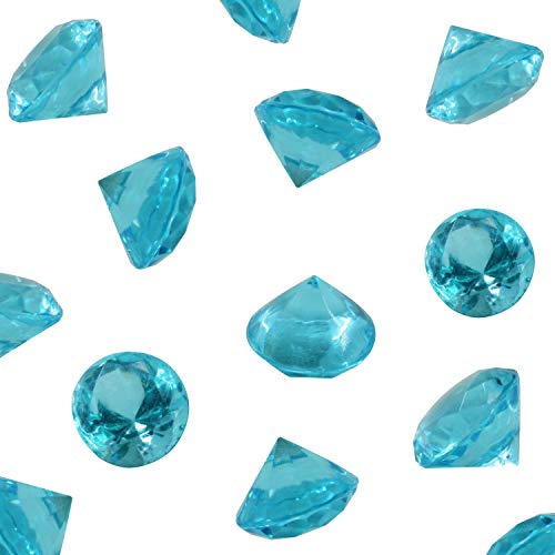 WELMATCH Turquoise Acrylic Diamond Vase Fillers 0.75 Pound - 180 pcs