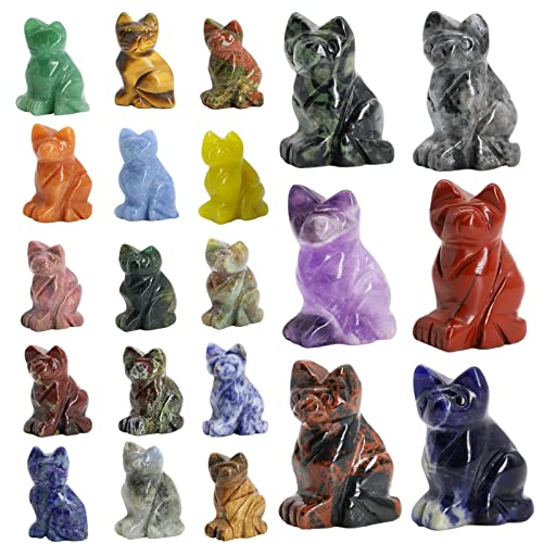 Wemeki Gemstone Cat Figurine Mix: Crystal Kitties for Home Decor