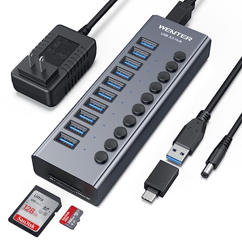 Wenter 10-Port USB 3.0 Hub with SD/TF Card Readers