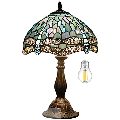 WERFACTORY Tiffany Lamp Sea Blue Stained Glass Table Lamp