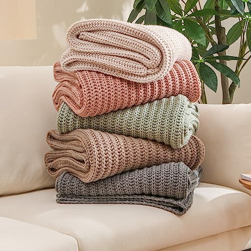 WESHIONGOO Chunky Cable Knit Throw Blanket