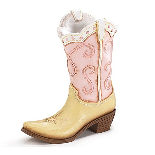 Western Boot Vase - Pink Ladies Cowboy Cowgirl Accent