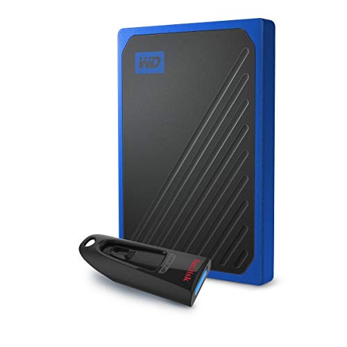 Western Digital My Passport Go 1TB Solid State Drive with SanDisk 64GB USB Flash Drive, WDBMCG0010BBT-WEDP