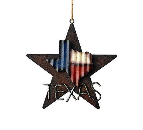 Western Rustic Lone Star 3-D Texas Map Christmas Ornament