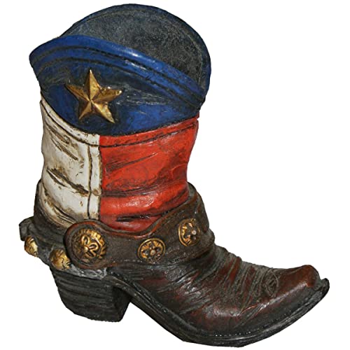 Western Texas Star Cowboy Boot Figurine Texan Unique Home Decor