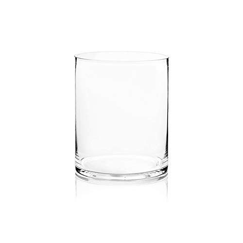 WGV Cylinder Vase - Clear Wide Glass Container for Weddings and Home Decor