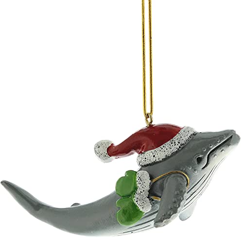 Whale in Santa Hat Christmas Ornament