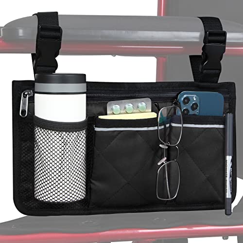 Wheelchair Side Organizer Storage Bag with Cup Holder