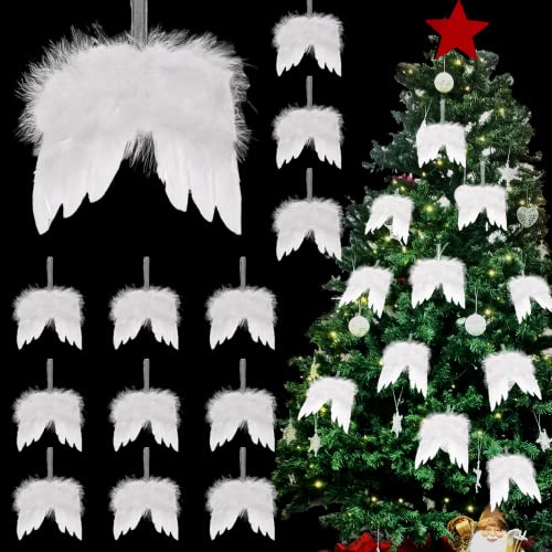 White Angel Wings Christmas Ornaments