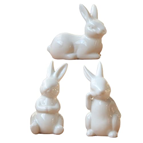 White Bunny Figurines for Easter Decor