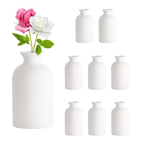 White Ceramic Bud Vase Mini Pampas Grass Flowers Vases