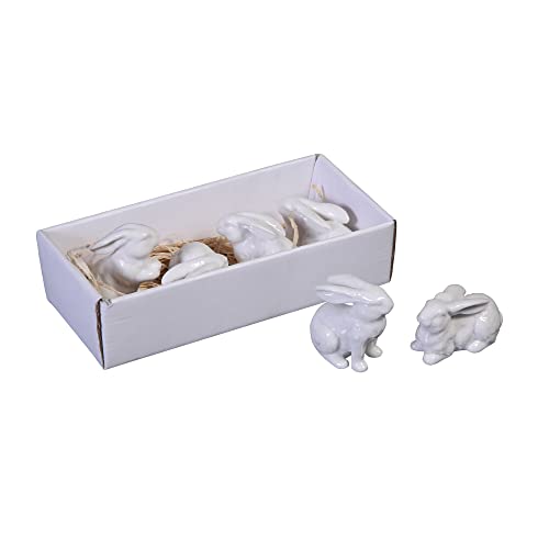 White Ceramic Bunnies (Set of 6 Pieces) Figurine