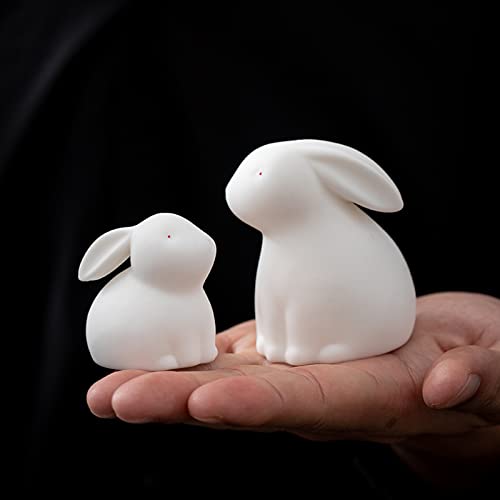 White Ceramic Bunny Figurines for Home Decor