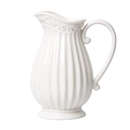 White Ceramic Pitcher Vase