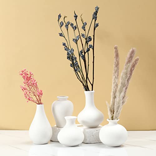 White Ceramic Vase Set for Boho Home Decor