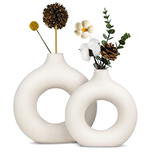 White Ceramic Vase Set - Nordic Minimalism Boho Style Decor