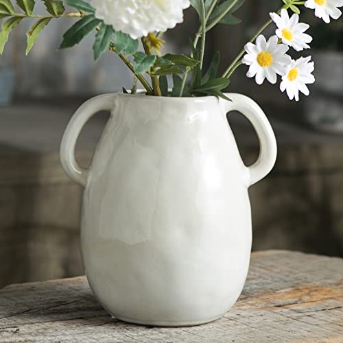 White Ceramic Vase With 2 Handles 41XHum9HhBL 