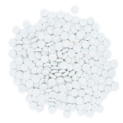 White Flat Glass Marbles for Vases, 2 LB Decorative Stone Beads for Vase Fillers, Crafts, Table Scatter, Aquariums & Fish Tanks, Wedding & Party Centerpieces, Gem Décor, Mosaics, Floral Displays