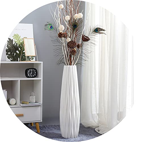 White Floor Vase - Elegant Ceramic Flower Holder