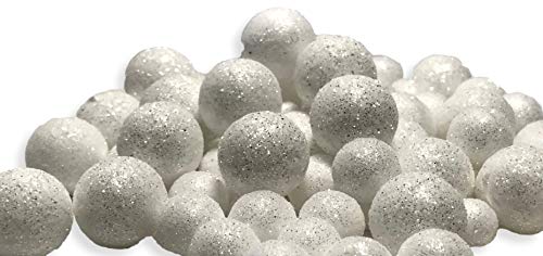 White Glittered Foam Balls