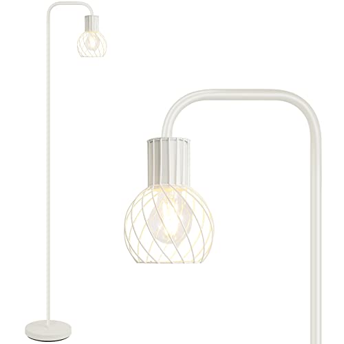 White Industrial Floor Lamp Modern with LED Bulb