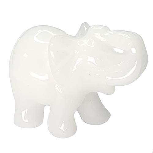White Jade Elephant Figurines for Good Luck