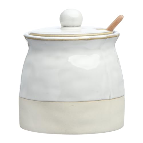 White Stoneware Sugar Lid Pot