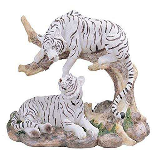 White Tiger Couple Resting Figurine