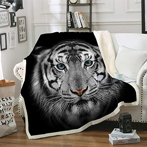 White Tiger Sherpa Blanket Throw