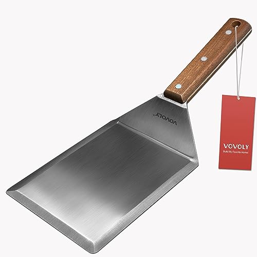 Wide Metal Spatula with Wooden Handle