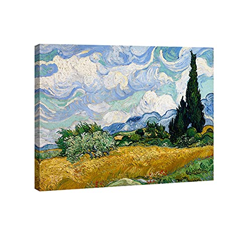 Wieco Art Wheat Field by Van Gogh Canvas Prints