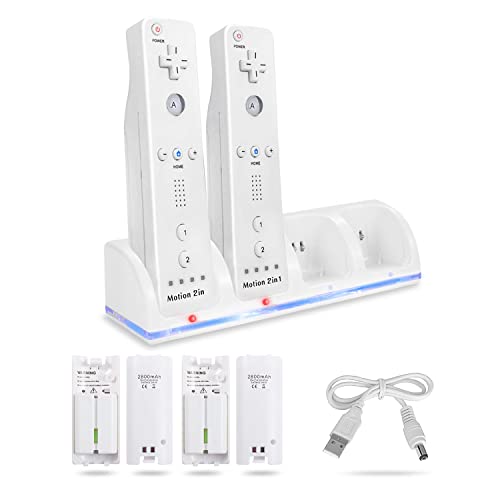 Wii/Wii U Remote Controller Charging Station with 4 Rechargeable Battery Packs