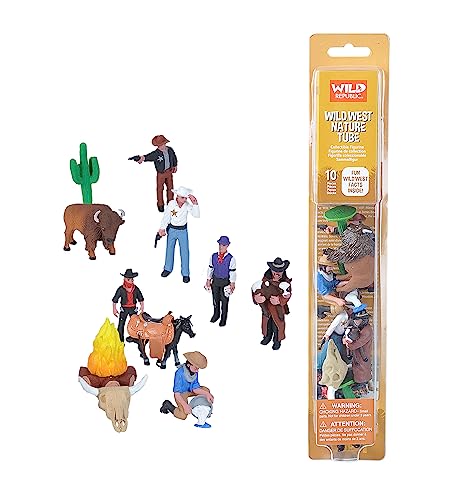 WILD REPUBLIC Figurines Tube, Cowboy Action Figures, Ten Piece West Set Kids Toys, Gifts for Boys, Wild West Figurines Tube (20817)