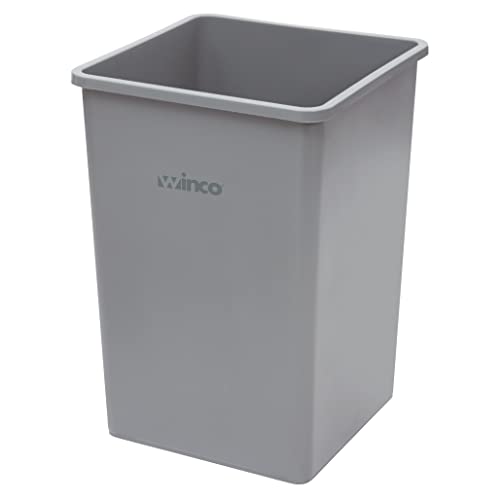 Winco 35 Gallon Square Trash Can, Gray