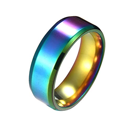 Wintefei Fashion Simple Unisex Lovers Stainless Steel Mirror Finger Rings Jewelry Gifts - Colorful US 5