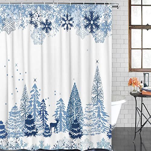 Winter Blue Snowflake Shower Curtain