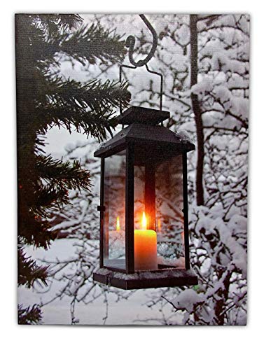 Winter Lantern LED Canvas Wall Art