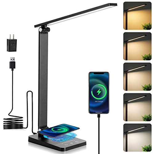 Wireless Charging Desk Lamp with Adjustable Brightness and Color Temperature