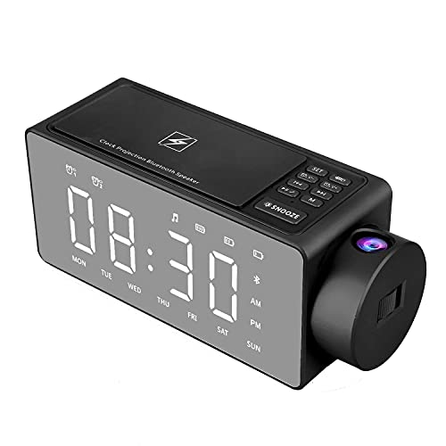 Wireless Charging Projection Alarm Clock with Bluetooth Speaker