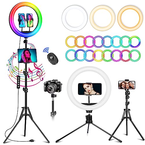 WisaKey 12.3" RGB Ring Light with Stand and Phone Holders