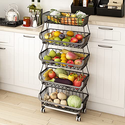 Wisdom Star 5 Tier Kitchen Fruit Vegetable Storage Cart