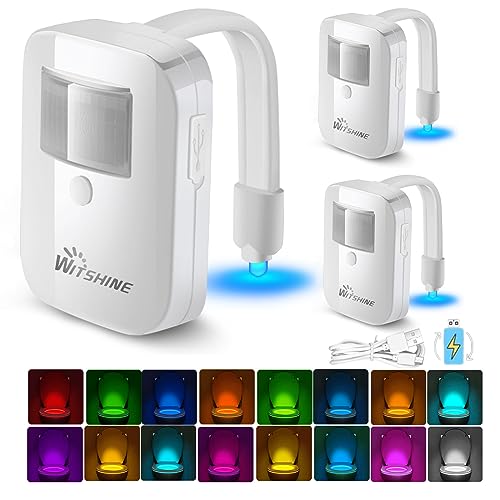 Witshine Toilet Night Light - Rechargeable & Motion Sensor Activated with 16 LED Color Changing