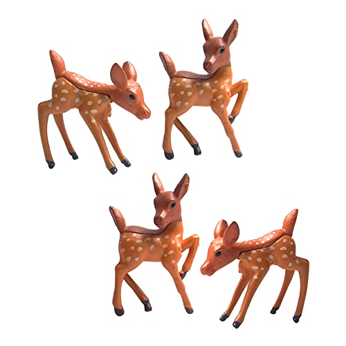 Wixine 4Pcs Miniature Deer Sculpture Garden Ornament Figurine Gift Craft