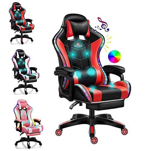 WLYMQFC Gaming Chair with Full Massager Lumbar Support and Bluetooth Speaker