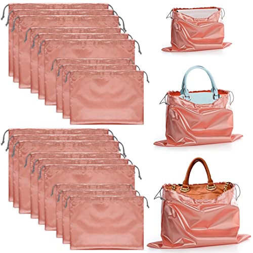 Woanger 18 Pack Satin Dust Bags for Handbags Silk Dust Cover Bag 3 Sizes Storage Bags for Handbags Purses Shoes Boots (Pink)